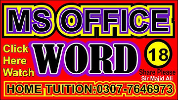 Show/Hide option MS Office  Ms Word  in Urdu| by Sir Majid Ali| Lecture 18 | Word | Ms word