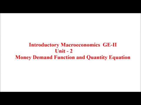 Money Demand Function and Quantity Equation