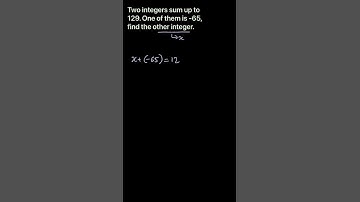 With sum of two integers and one of them, find the other #maths #shorts