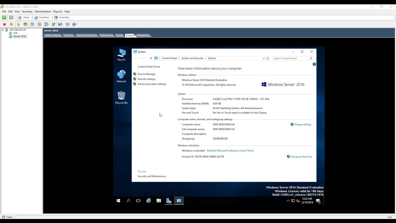 How to install Windows Server 2016 on vShepe ESXi 6.5 - YouTube
