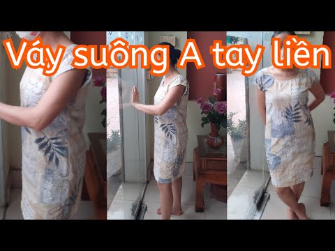 Hướng dẫn cắt may tại nhà kiểu Đầm suông A cổ tròn tay liền /Dạy cắt Đầm cổ tròn tay liền suông A