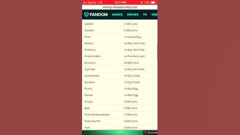 Mining Sim:All Codes