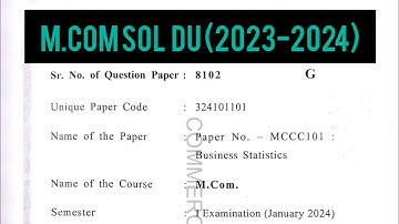 M.COM | SOL | Business statistics | Question paper | 2023-2024 | 1st semester