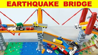 LEGO EARTHQUAKE Realistic BRIDGE COLLAPSE, Micro CARS, TRUCK and SHIP - Tear down