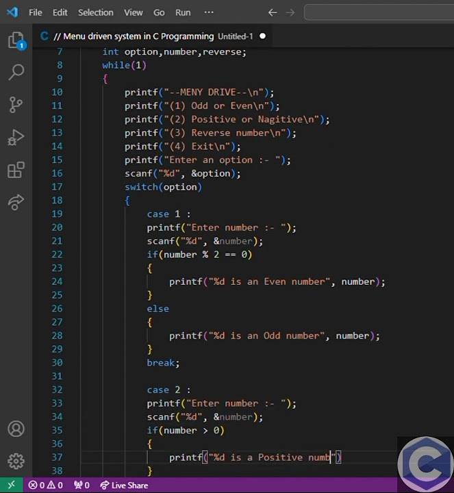 Menu drive system in C Programming #shorts #programming - YouTube
