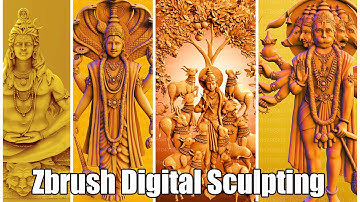 Zbrush 3d works for CNC and jewelry CAD design | Zbrush tutorials | God 3d models making in Zbrush