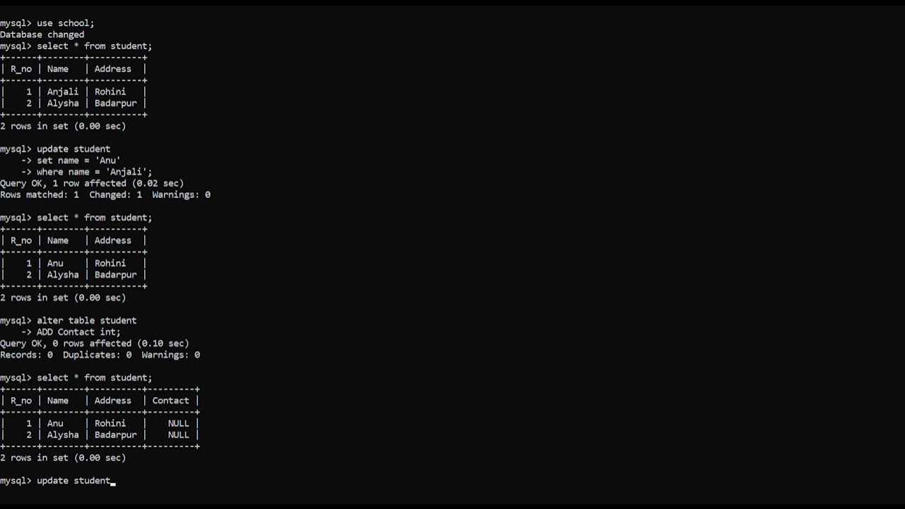 MYSQL Basic Commands Part II - YouTube