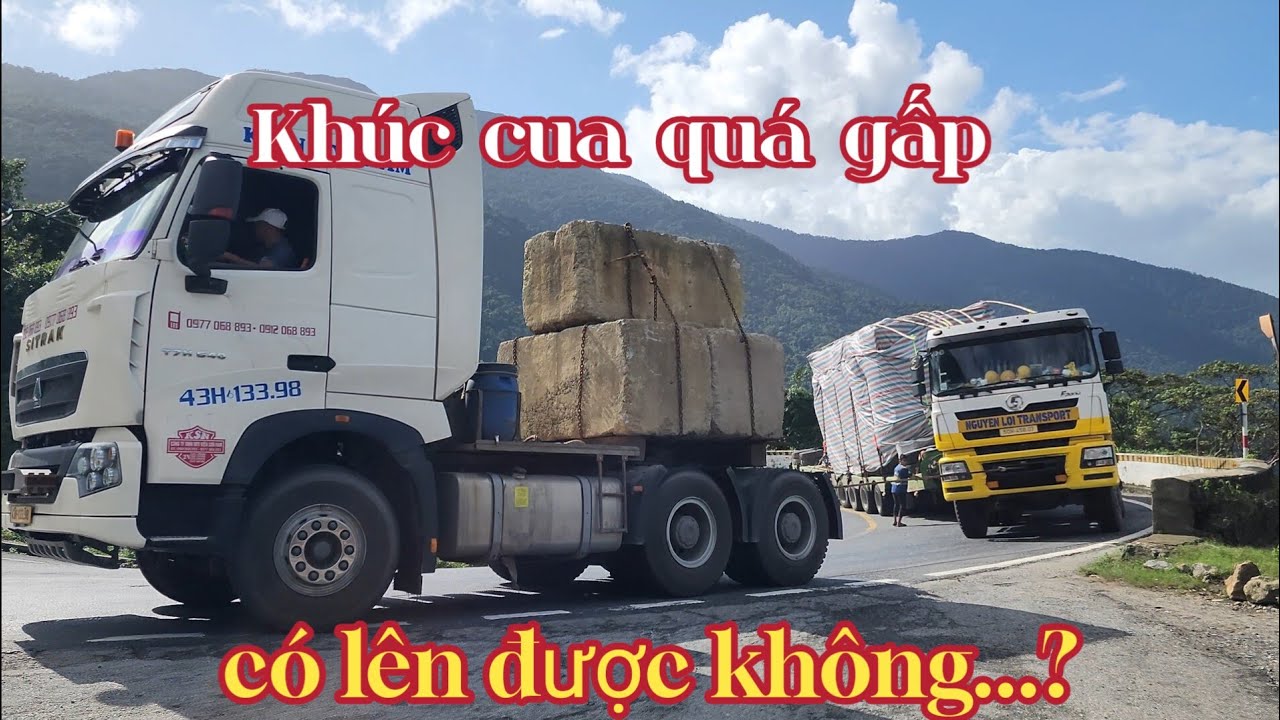 KHOẢNH KHẮC XE ĐẦU KÉO CHỞ MÁY BIẾN ÁP VƯỢT KHÚC CUA GẤP KỊCH TÍNH TRÊN ĐÈO HẢI VÂN