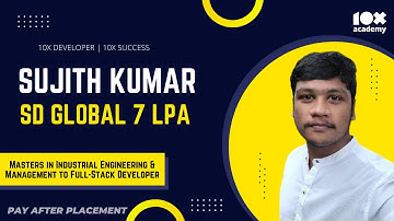 Sujith Kumar| Success Story| Masters in Industrial Engineering & Management to Full-stack Developer.