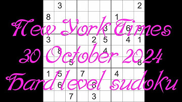 Sudoku solution – New York Times 30 October 2024 Hard level