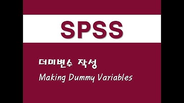 SPSS를 활용한 분류분석 - (32) 더미변수 작성(Making Dummy Variables)
