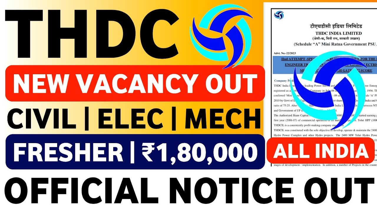 THDC New Vacancy Out | THDC Recruitment 2024 | THDC New Recruitment 2024 | THDC Recruitment 2023