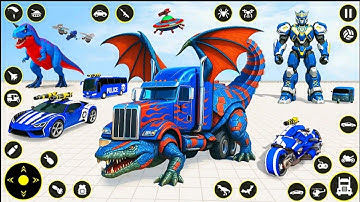 Blue Dragon Robot Monster Truck Transformers Wars of City - Android Gameplay
