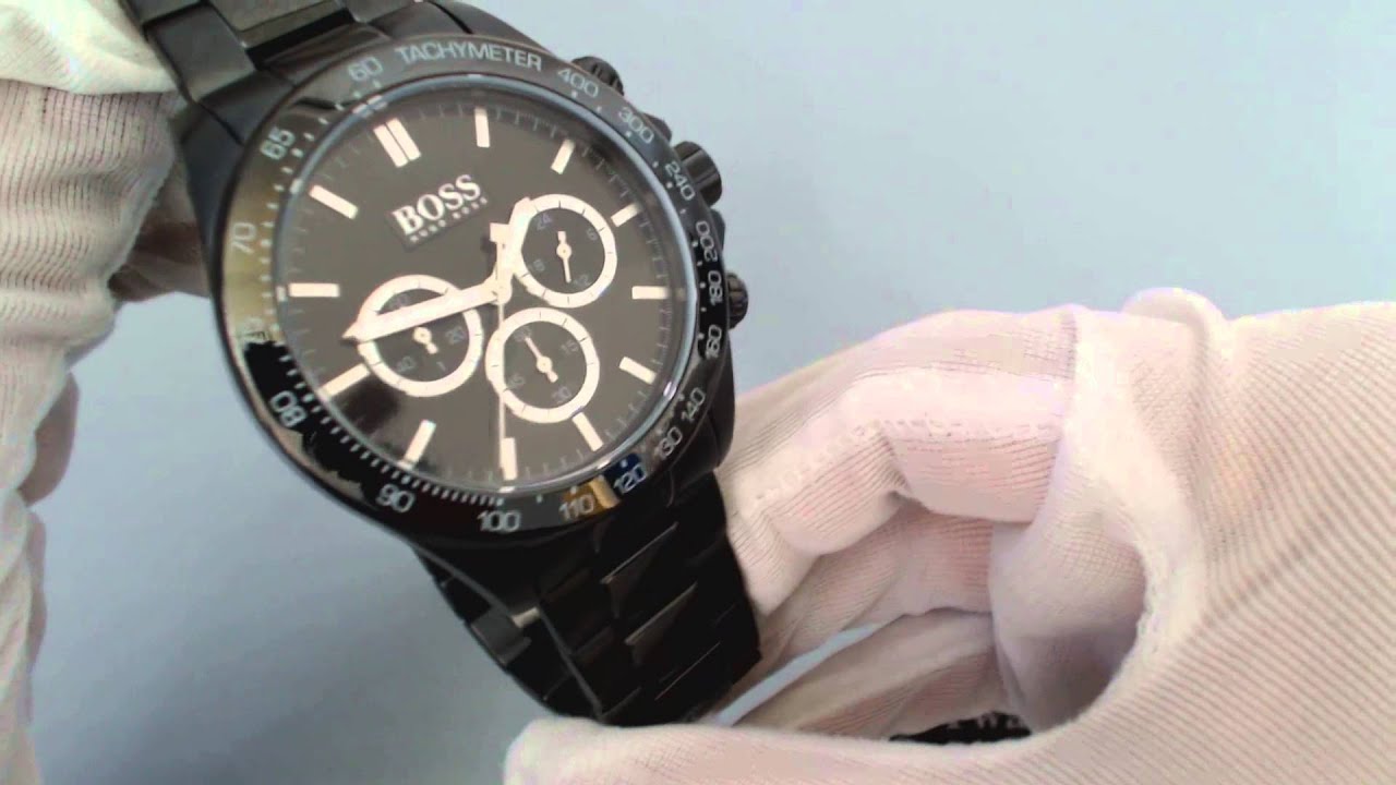 Men's Black Hugo Boss Chronograph Steel Watch 1512961 - YouTube
