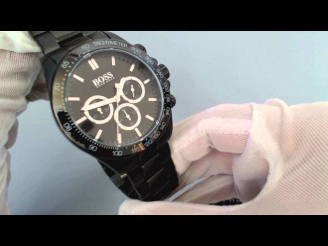 Men's Black Hugo Boss Chronograph Steel Watch 1512961 - YouTube