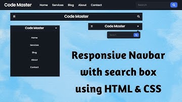 Create a Responsive Navigation bar with search box using HTML & CSS