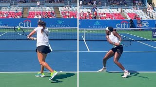 Coco Gauff v. Jessica Pegula - Court Level Practice (2023) [4k 60fps]