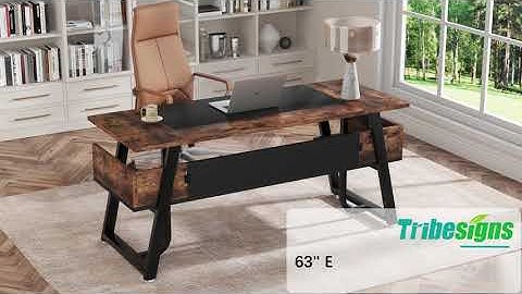 Tribesigns Executive Desk, 63" Computer Office Desk with Storage Shelf —YS0005