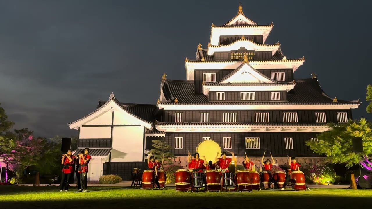 春の烏城灯源郷 春の幻想庭園 岡山学芸館高校和太鼓部 ミニコンサート