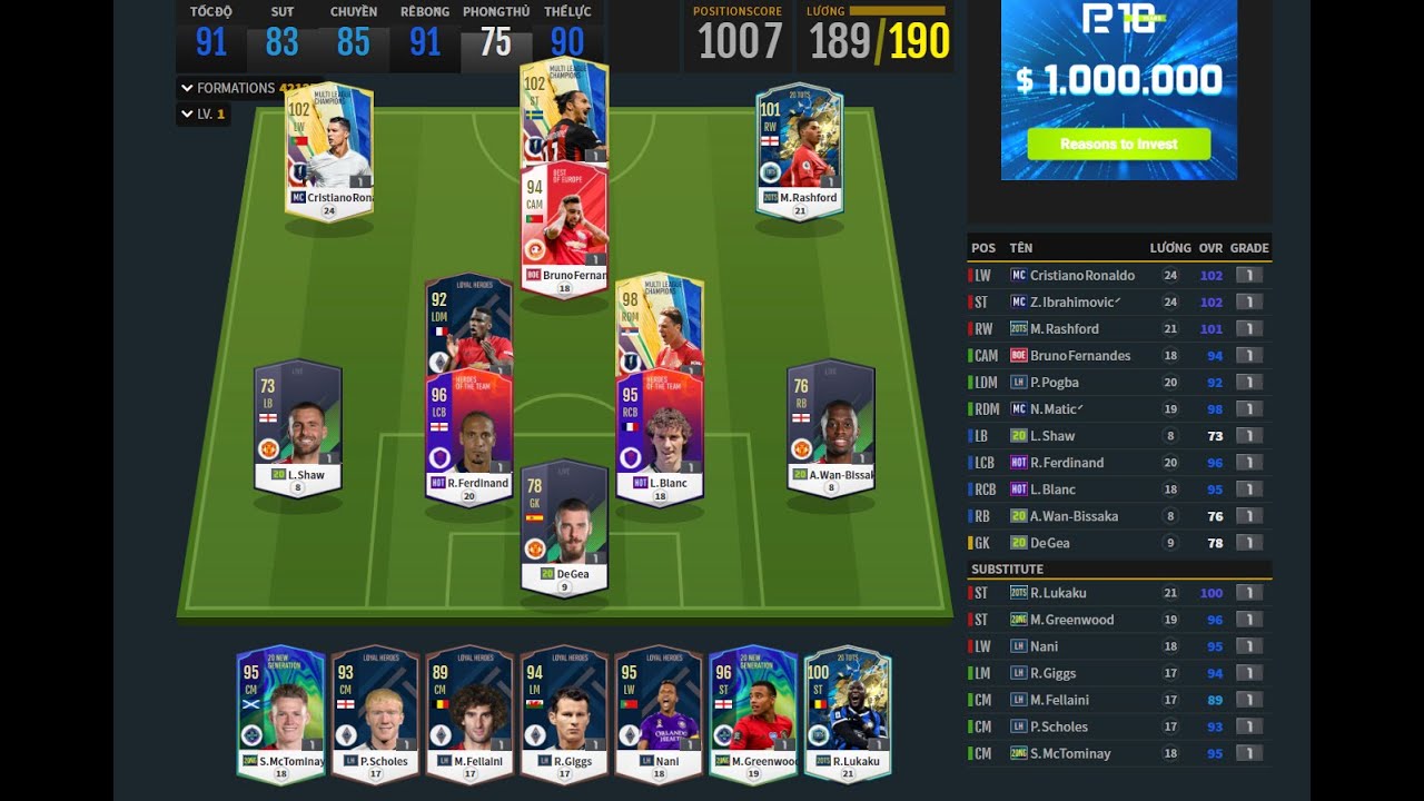 REVIEW FO4 – NGHIỆN FIFA GIẢI MÃ CHỌN CẦU THỦ TEAM MANCHESTER UNITED – LEO RANK DỄ DÀNG