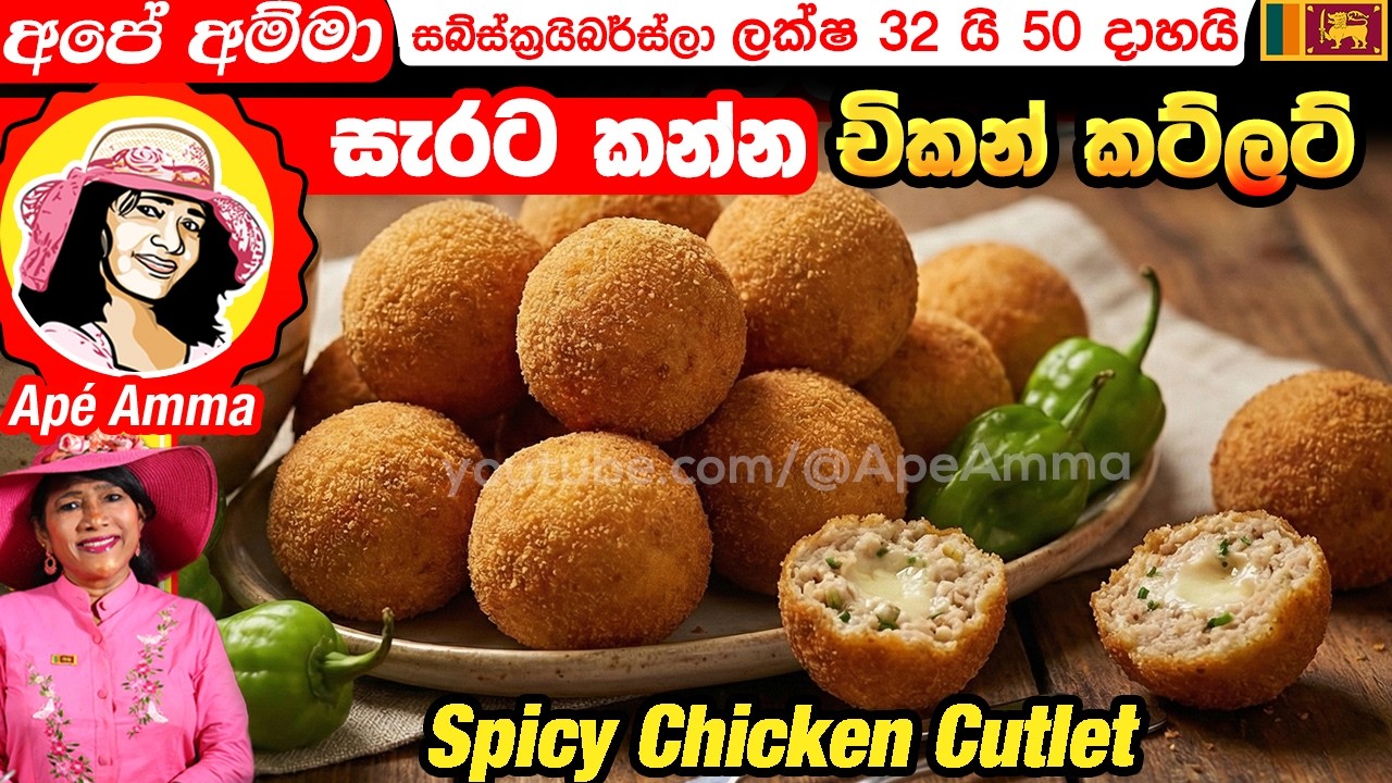 ✔ සැරට කන්න චිකන් කට්ලට් (චීස් පුරවපු) Chicken cutlet by Apé Amma
