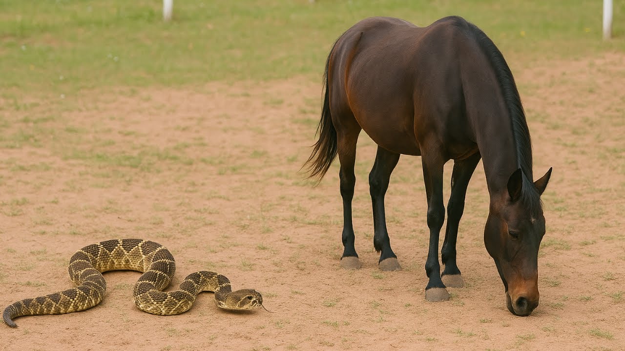 Esta estúpida serpiente atacó al caballo equivocado... ¡y pagó un alto precio!
