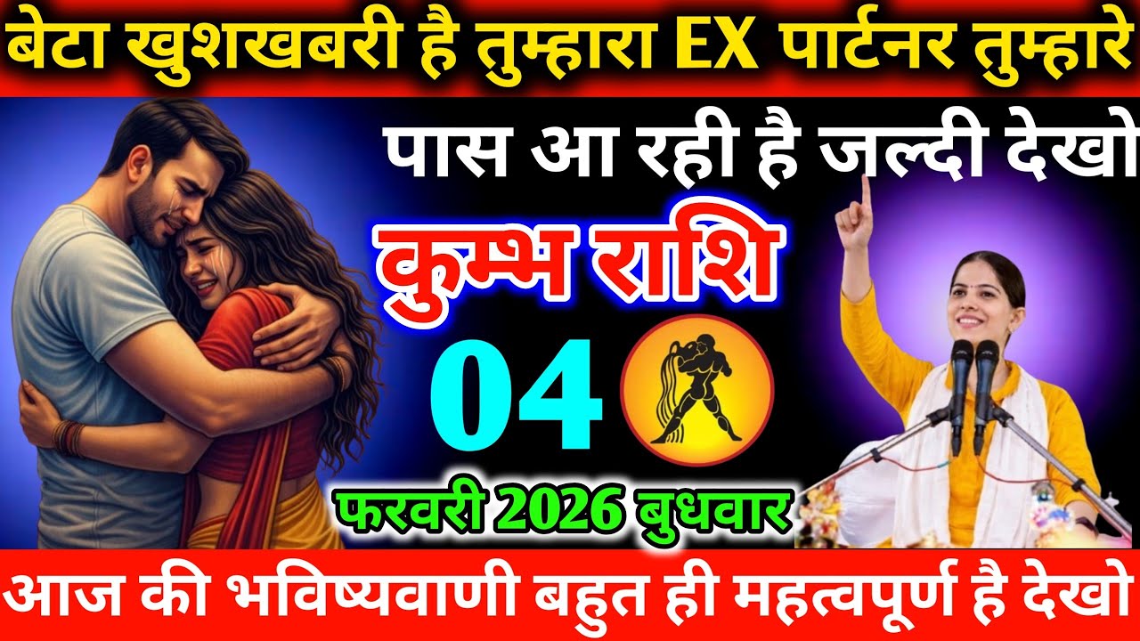 #कुम्भ बेटा खुशखबरी है तुम्हारा EX पार्टनर तुम्हारे पास आ रही है जल्दी देखो 04 फरवरी 2026 बुधवार