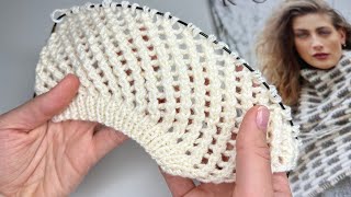 картинка: ВЯЖЕМ ЛЕГКИЙ ПРОСТОЙ УЗОР СПИЦАМИ! Простая ажурная сетка спицами - оригинальный летний узор.