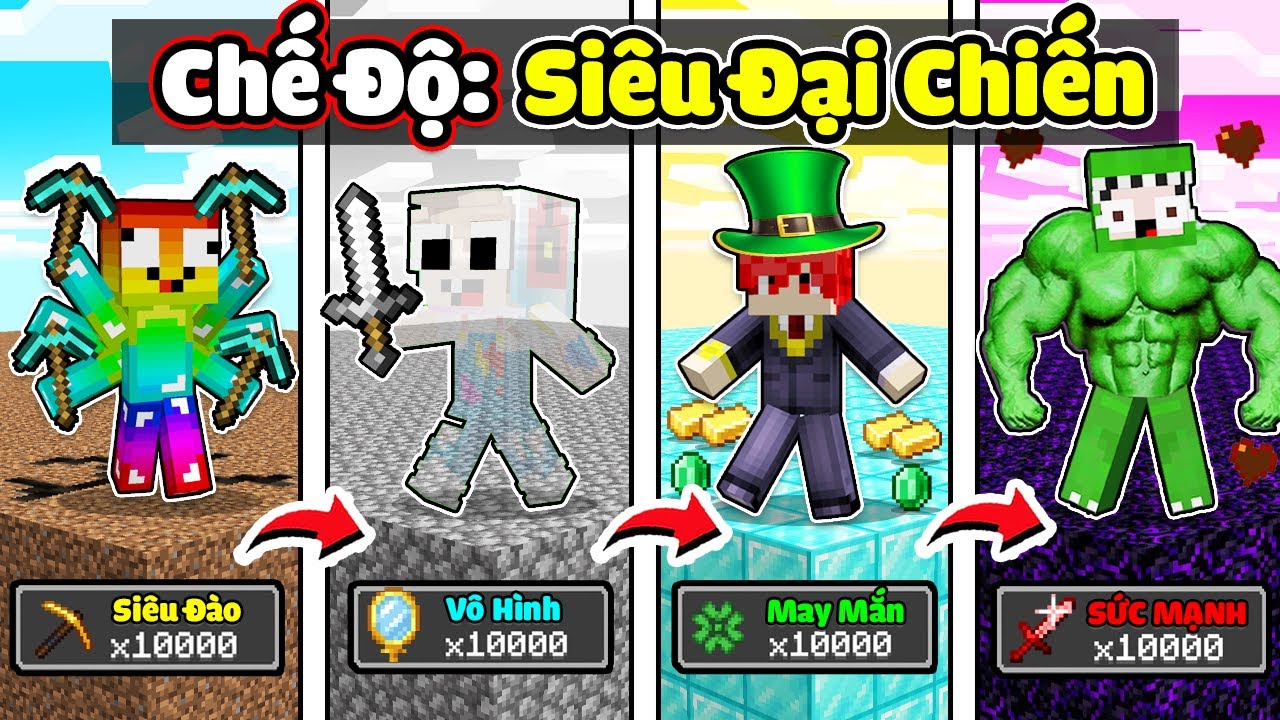 KHANGG BEDWARS THỬ THÁCH 24H ĐẠI CHIẾN VÔ HÌNH VS SỨC MẠNH VS MAY MẮN VS ĐÀO NHANH TRONG MINECRAFT 😱