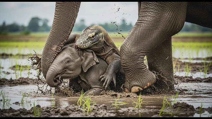 Komodo Dragon VS Elephant | Mother Elephant Rescues Calf in Brutal Wildlife Encounter thumbnail