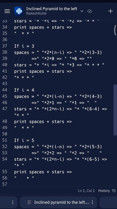 How to print inclined Pyramid pattern in Python|#pattern #code #python ...