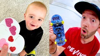 MY 1 YEAR OLD SURPRISED ME ( And Finger Skateboarding!)