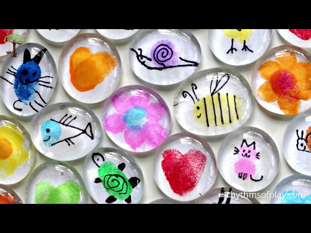 Thumbprint Heart Glass Magnet Crafts and Video Tutorial - Rhythms of Play