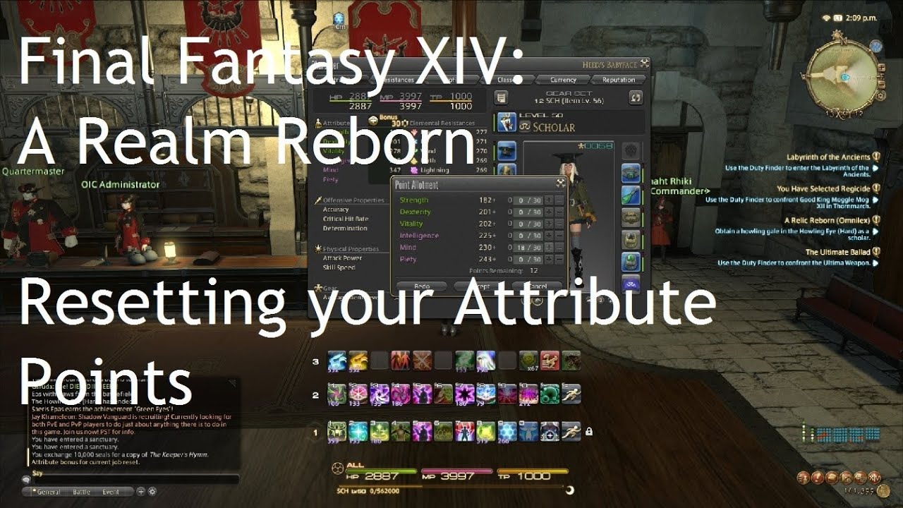 Resetting your attribute points final fantasy xiv a realm reborn