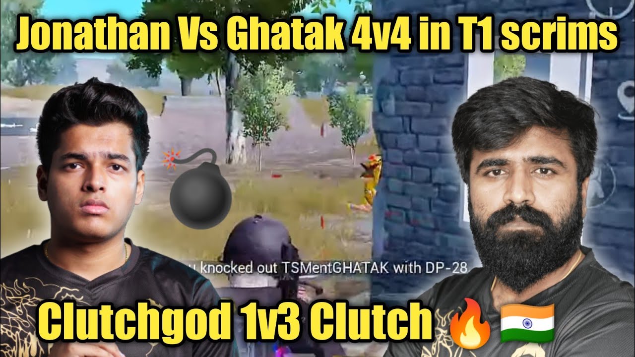 Team Jonathan Vs Team Ghatak fight in T1 scrims 🔥🇮🇳 Clutchgod Pure 1v3 ...