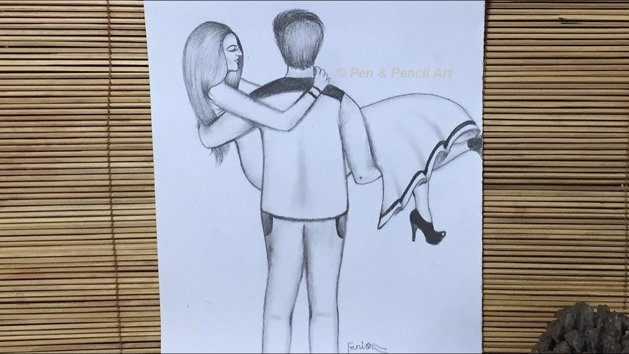 Valentine S Day Drawing How To Draw A Boy Lifting The Girl Romantic Couple Pencil Sketch Youtube