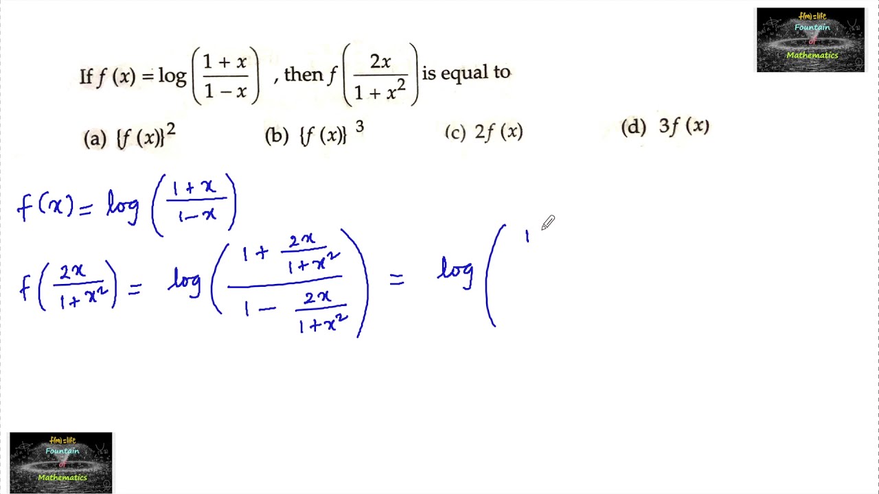 If F x Log 1 x 1 X Then F 2x 1 X 2 YouTube if-f-x-log-1-x-1-x-then-f-2x-1-x-2-youtube