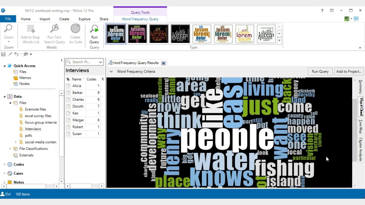Word frequency query in NVivo - YouTube