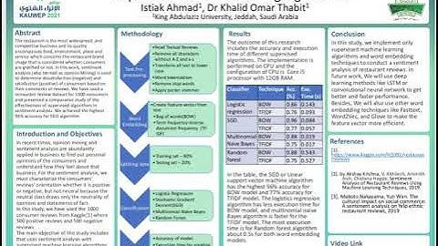KAUWEP2021: Sentiment Analysis of Restaurant Reviews with supervised machine learning algorithms