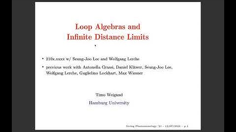 Weigand - Loop Algebras and Infinite Distance Limits