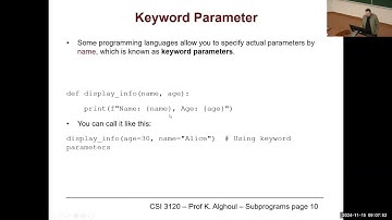 CSI3120 - 16 - Subprograms - Concepts of Programming Languages