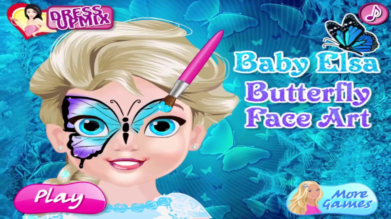 Baby Elsa Butterfly Face Art Frozen Movie Games Girls Games Online