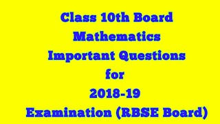 Board Class 10th Math important question for 2018-19 examination RBSE/English-Hindi Medium screenshot 1