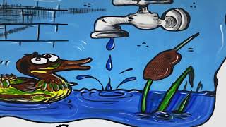 Damlaya damlaya göl olur deyimi, Deyimler ve atasözleri resimle ve karikatürle anlatma,duvar sanatı