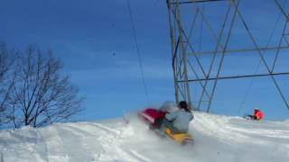 YAMAHA ENTICER / BRAVO HUGE SNOWMOBILE JUMPS !!!!! LARRY ENTICER &amp; BARRY BRAVO !!!!!
