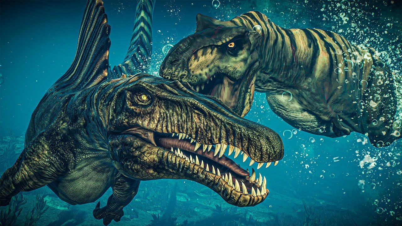 T-Rex vs Spinosaurus – Underwater Battle | Jurassic World Rebirth