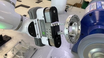 Automated parts deburring with OB7 Cobot Using Eastwood buff motor