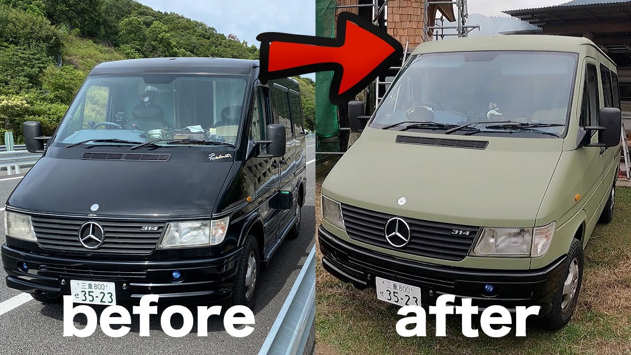 【DIY全塗装】ベンツの自作キャンピングカーを自宅で全塗装してみたらこうなった！