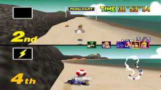 Mario Kart 64 - Mushroom Cup 2 Players Yoshi & Toad