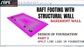 Analysis of raft footing with Basement Wall | Uniform Line Load | SAFE